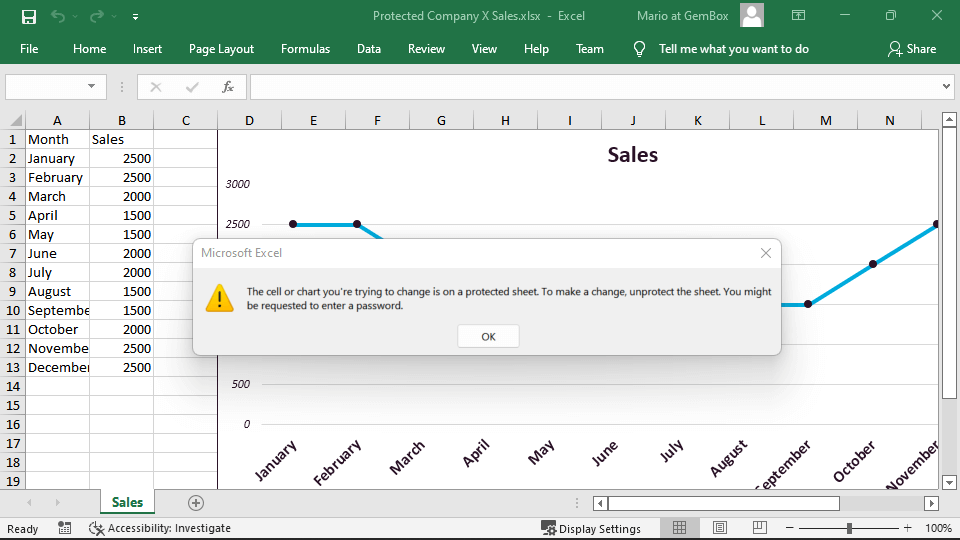 protecting excel worksheet