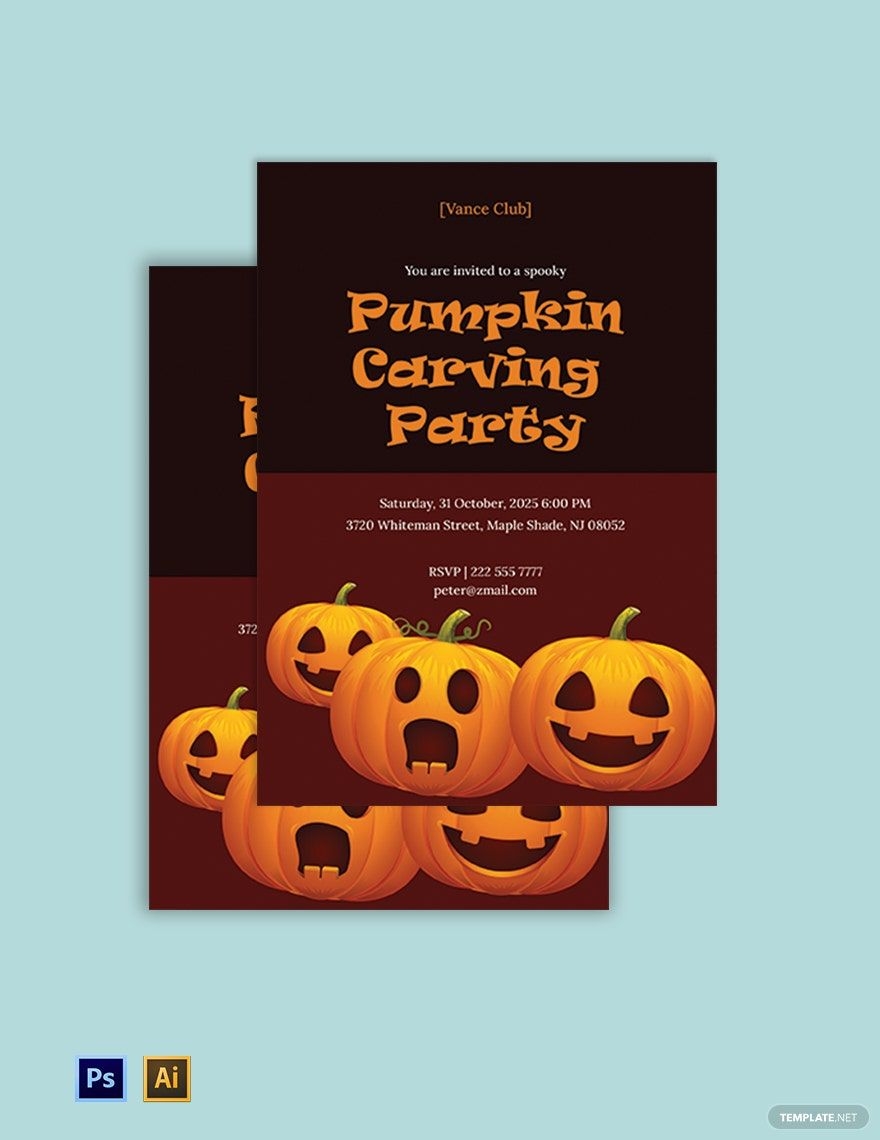 Pumpkin Carving Party Invitation Template In PSD Illustrator