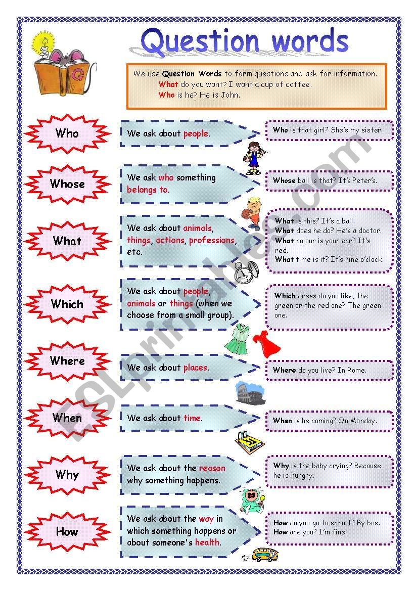 Question Words Worksheet