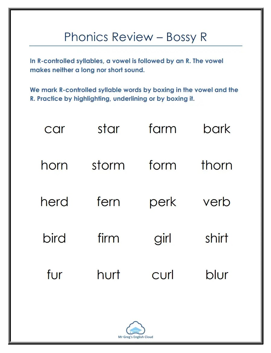 bossy r worksheets