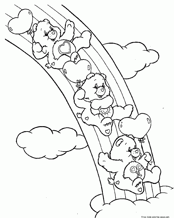 Rainbow Care Bear Coloring Book Free Kids Coloring Page