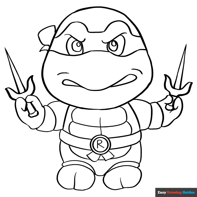 Raphael From Teenage Mutant Ninja Turtle Coloring Page Easy Drawing 