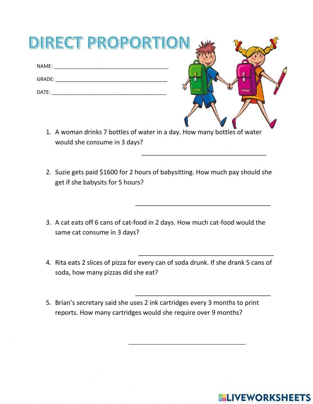 Ratio And Proportion Direct Proportion Worksheet Live Worksheets 