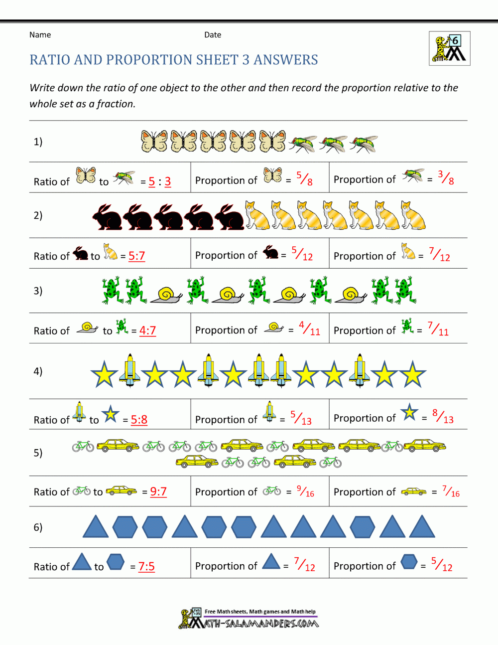 ratio and proportion worksheets