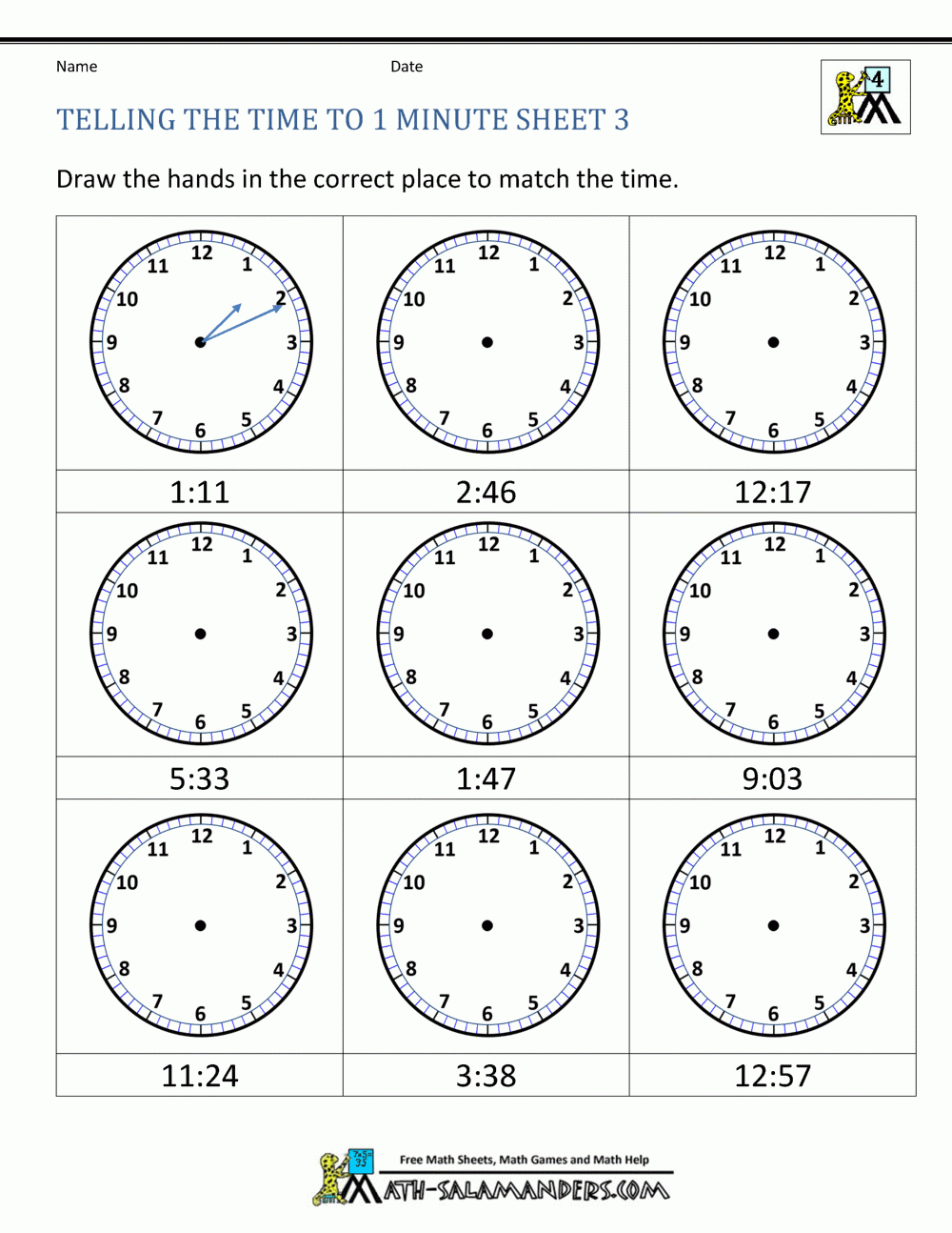 clocks worksheets