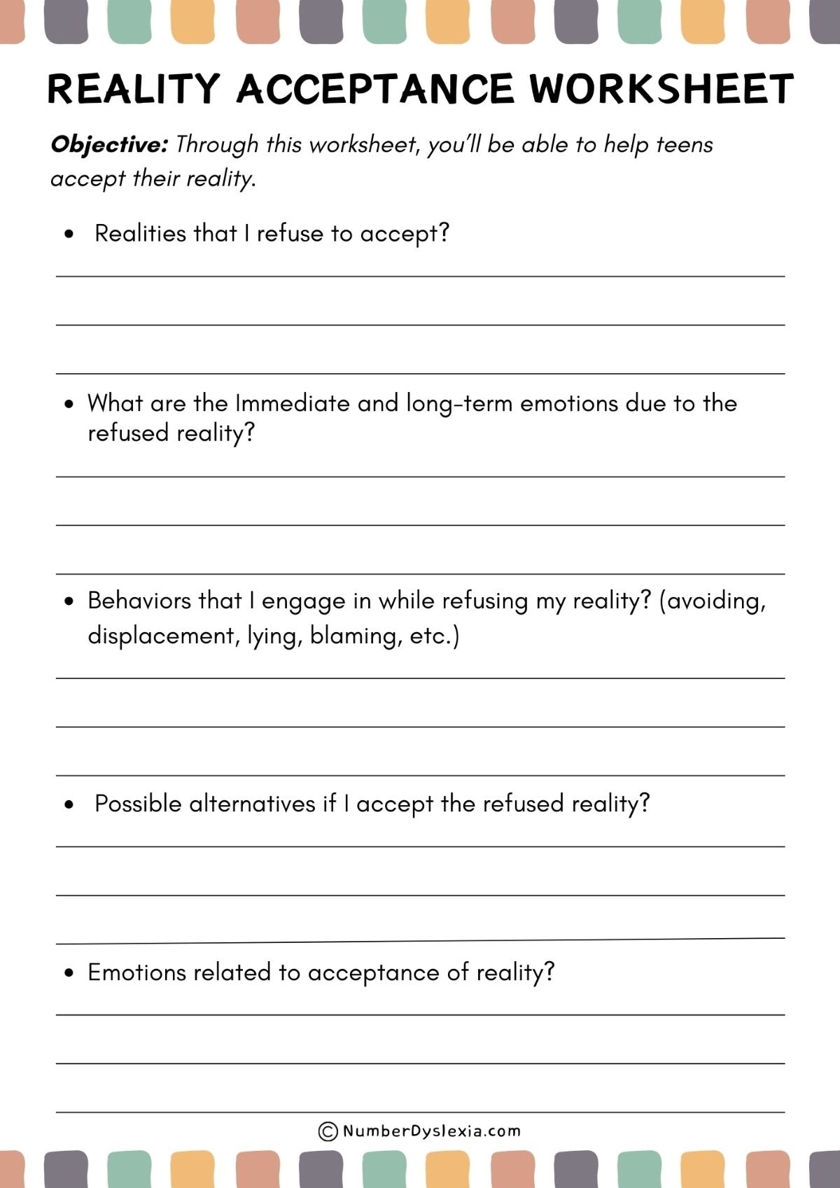 Reality Acceptance DBT Skills Worksheet In 2024 Dialectical Behavior 