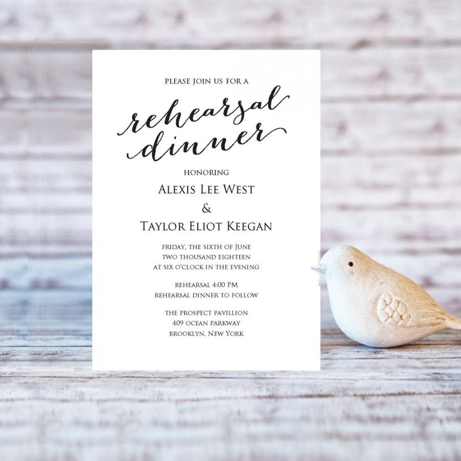 Rehearsal Dinner Invitation Template DIY Printing Custom Personalized 
