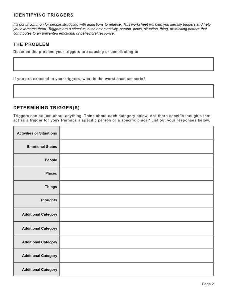 Relapse Prevention Worksheet Plan Template PDF Relapse Prevention