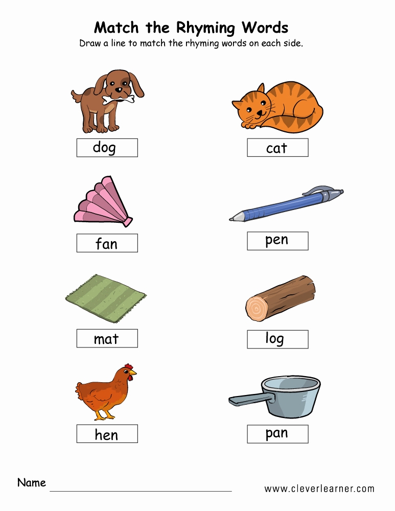 Rhyming Worksheets For Preschool Elegant Rhyme Words Matching 