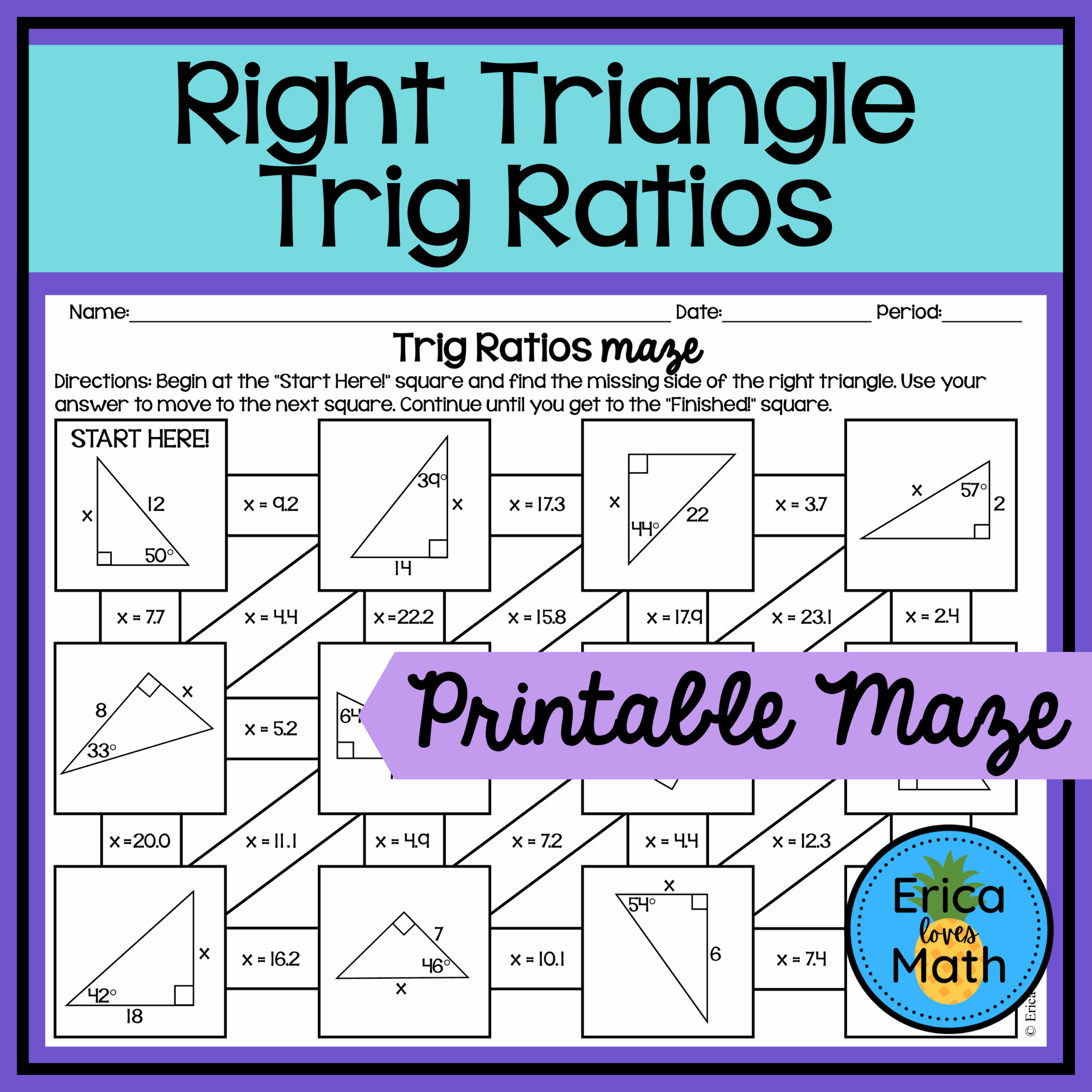 Right Triangle Trig Missing Sides And Worksheets Library