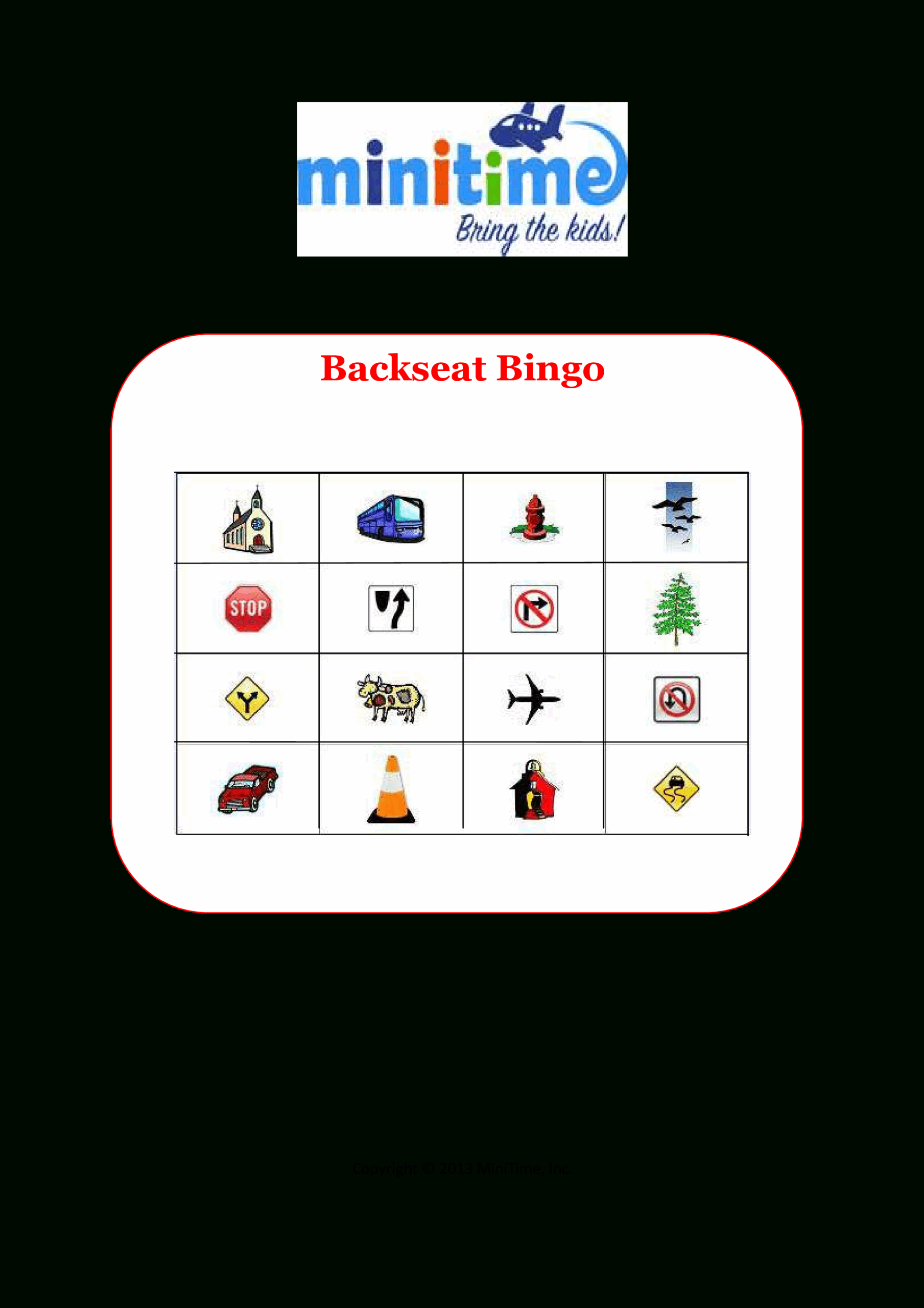 Road Trip Bingo Free Printable Car Games For Kids Minitime Free