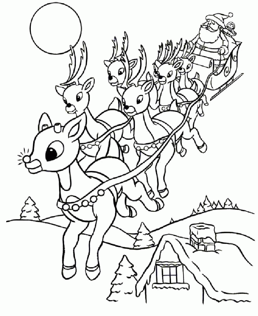 Rudolph Reindeer Coloring Page Santa Coloring Home