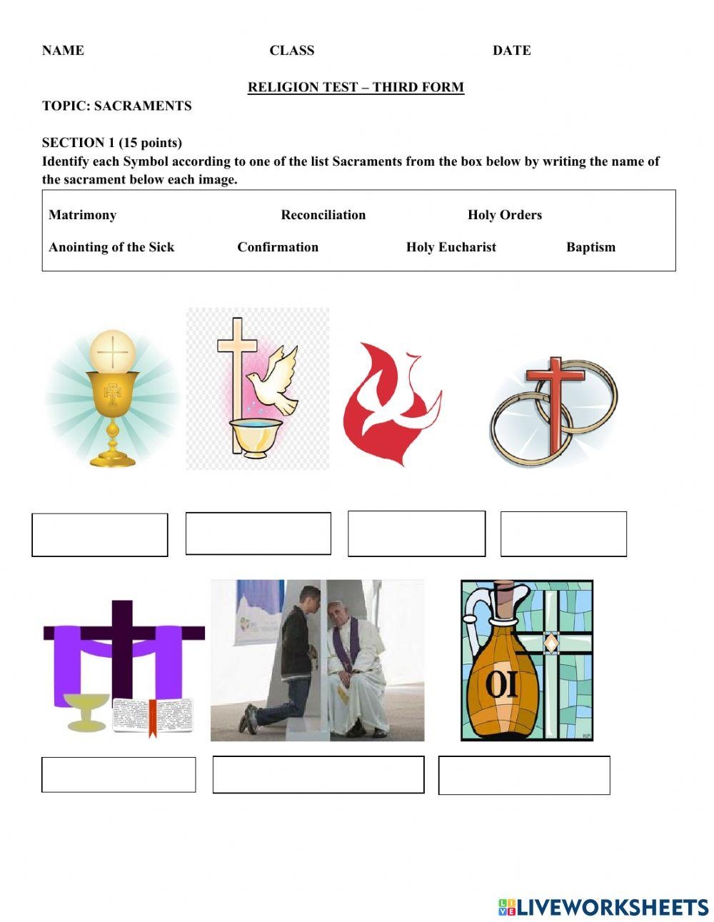 Sacraments Interactive Worksheet Live Worksheets Worksheets Library