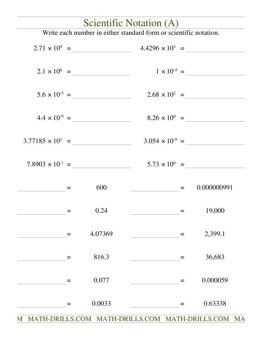 Scientific Notation Worksheet Free Order Of Operation Worksheets
