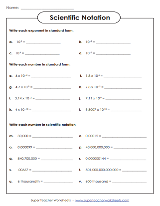 scientific notation practice worksheet