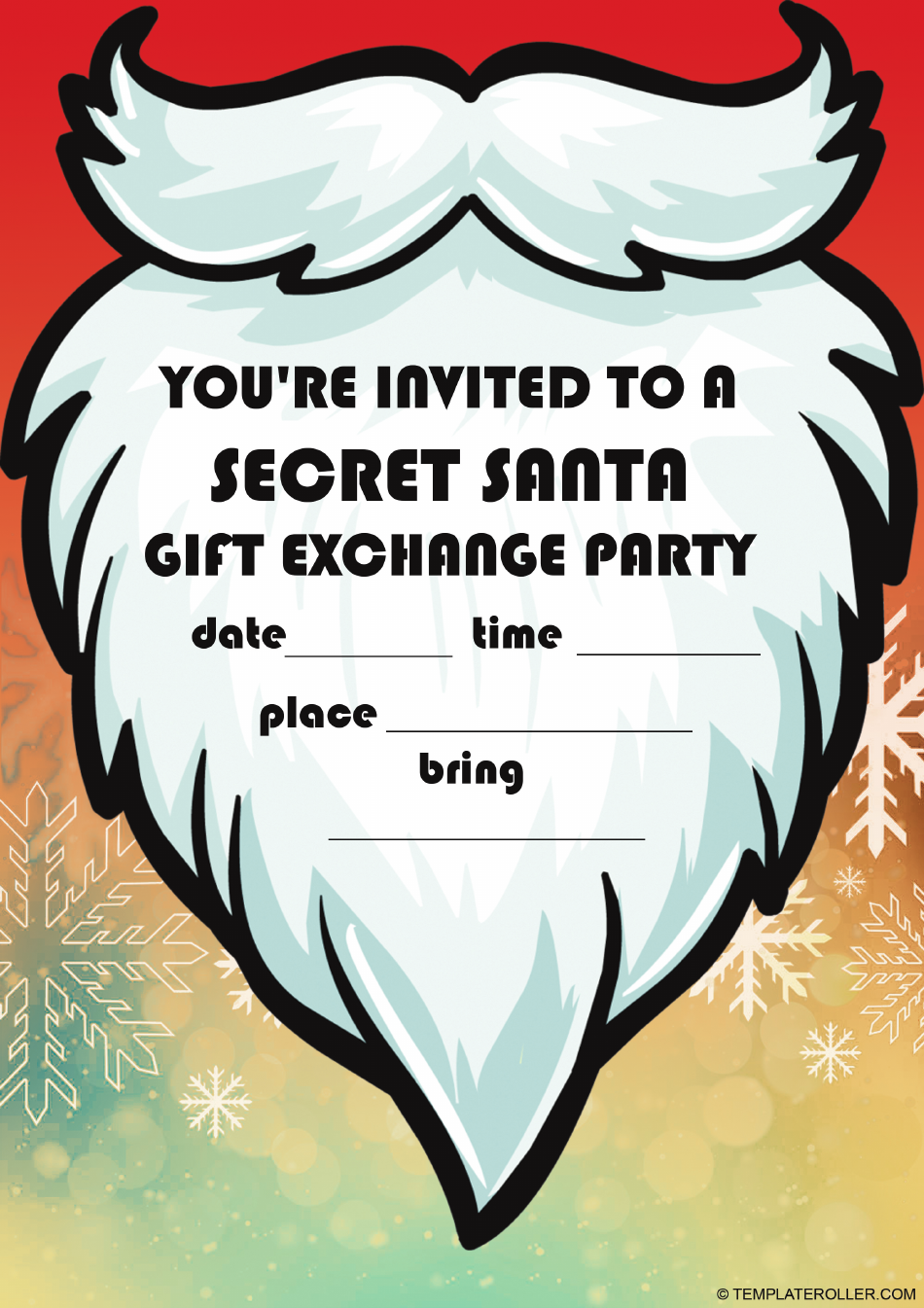 Secret Santa Invitation Template Download Printable PDF Templateroller