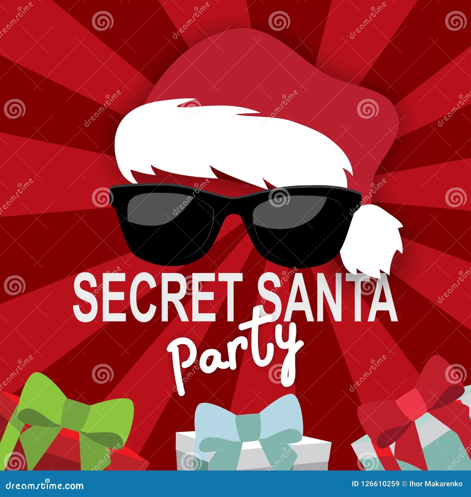 Secret Santa Invitation Template With Santa Claus Stock Vector 