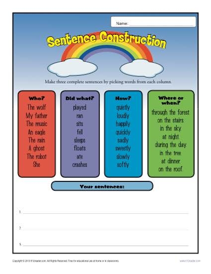 Sentence Building Worksheets 99Worksheets Worksheets Library