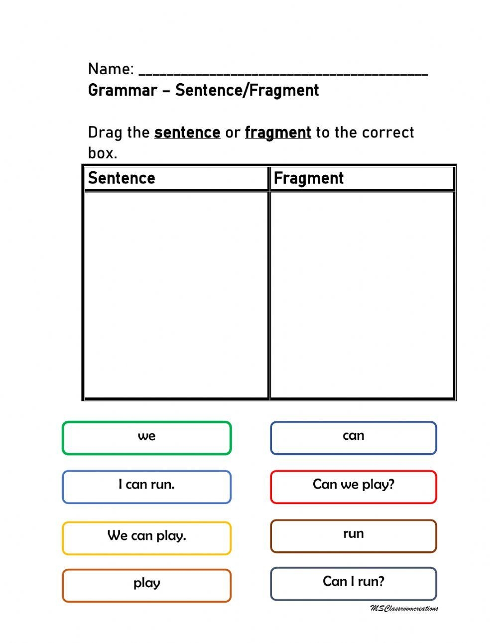 Sentence Fragment Worksheets Worksheets Library