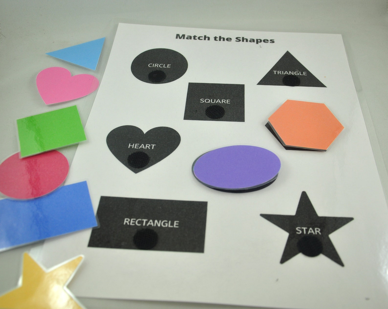 Shape Match Worksheet Shape Matching Game Educational Etsy