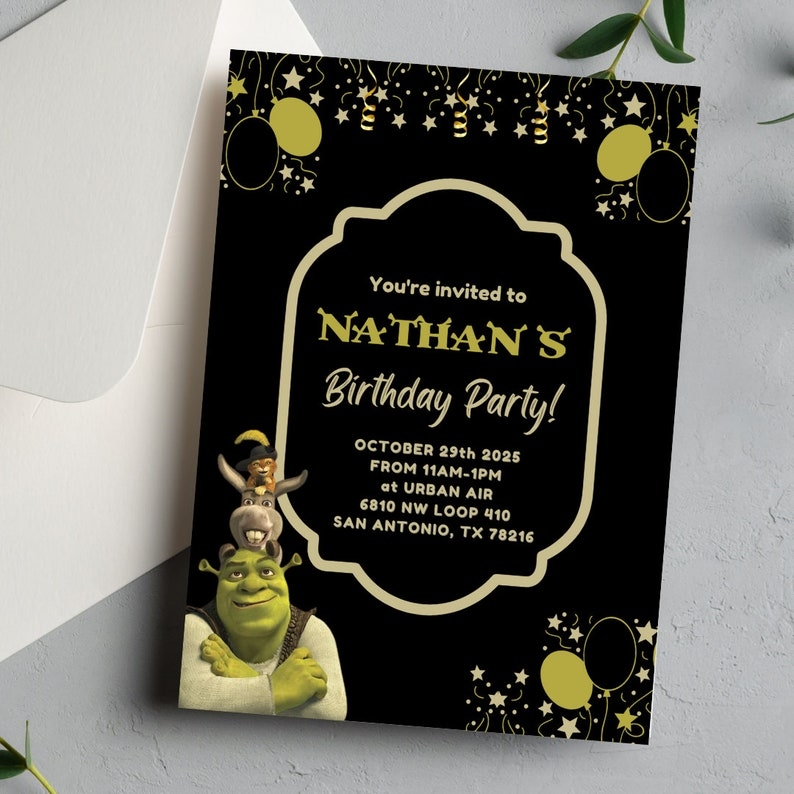 Shrek Digital Invitation Template Shrek Party Invite Funny Shrek 39 s 