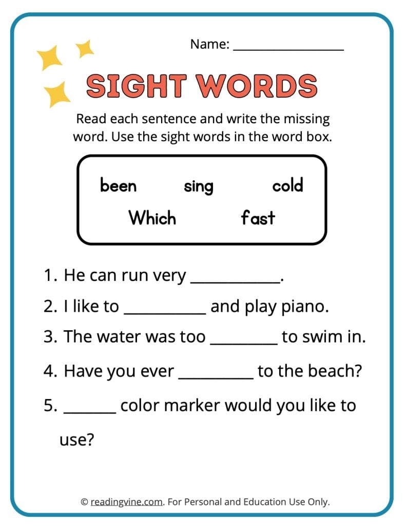 Sight Words Worksheets Worksheets Library