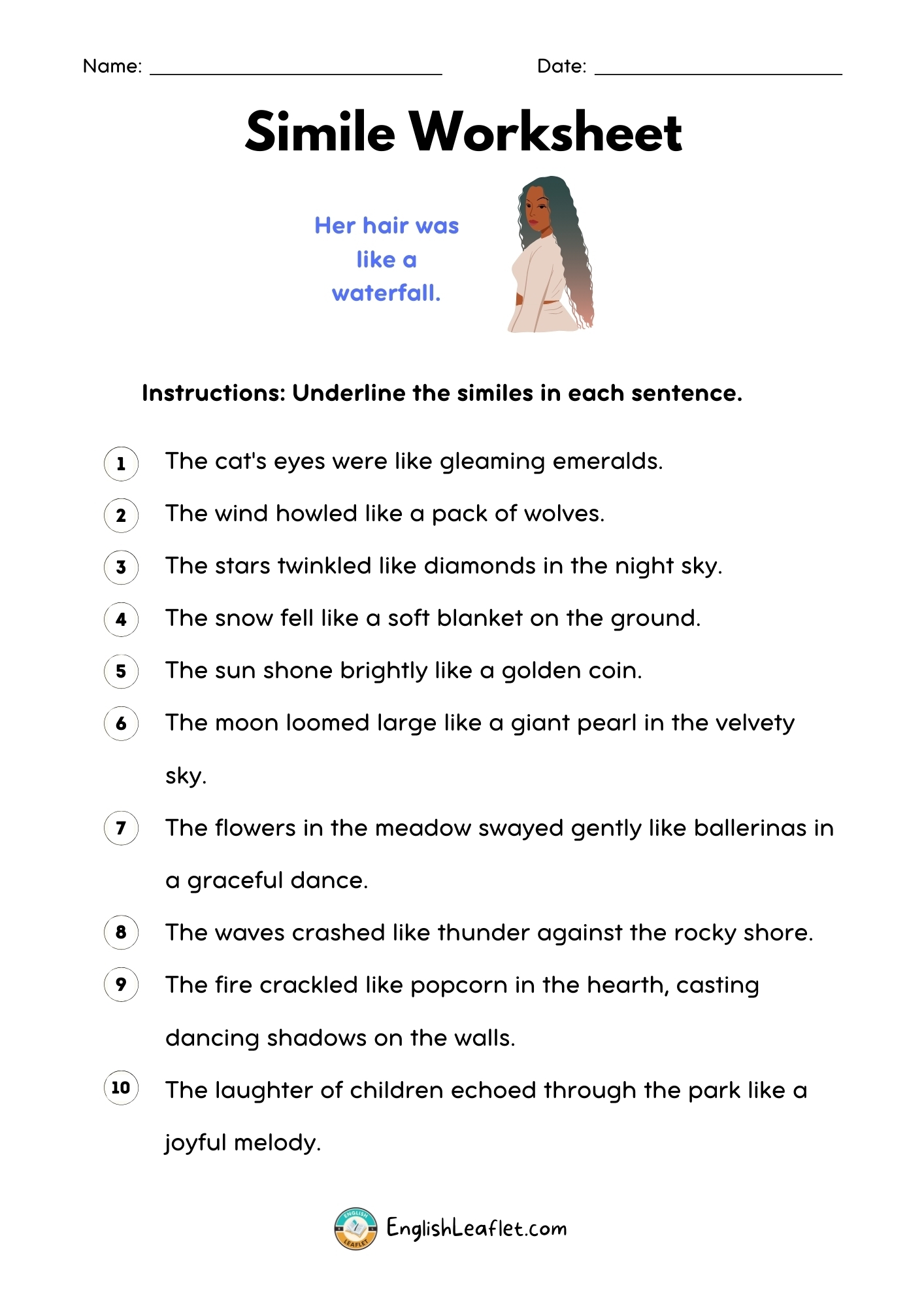 Simile Worksheets K5 Learning Worksheets Library