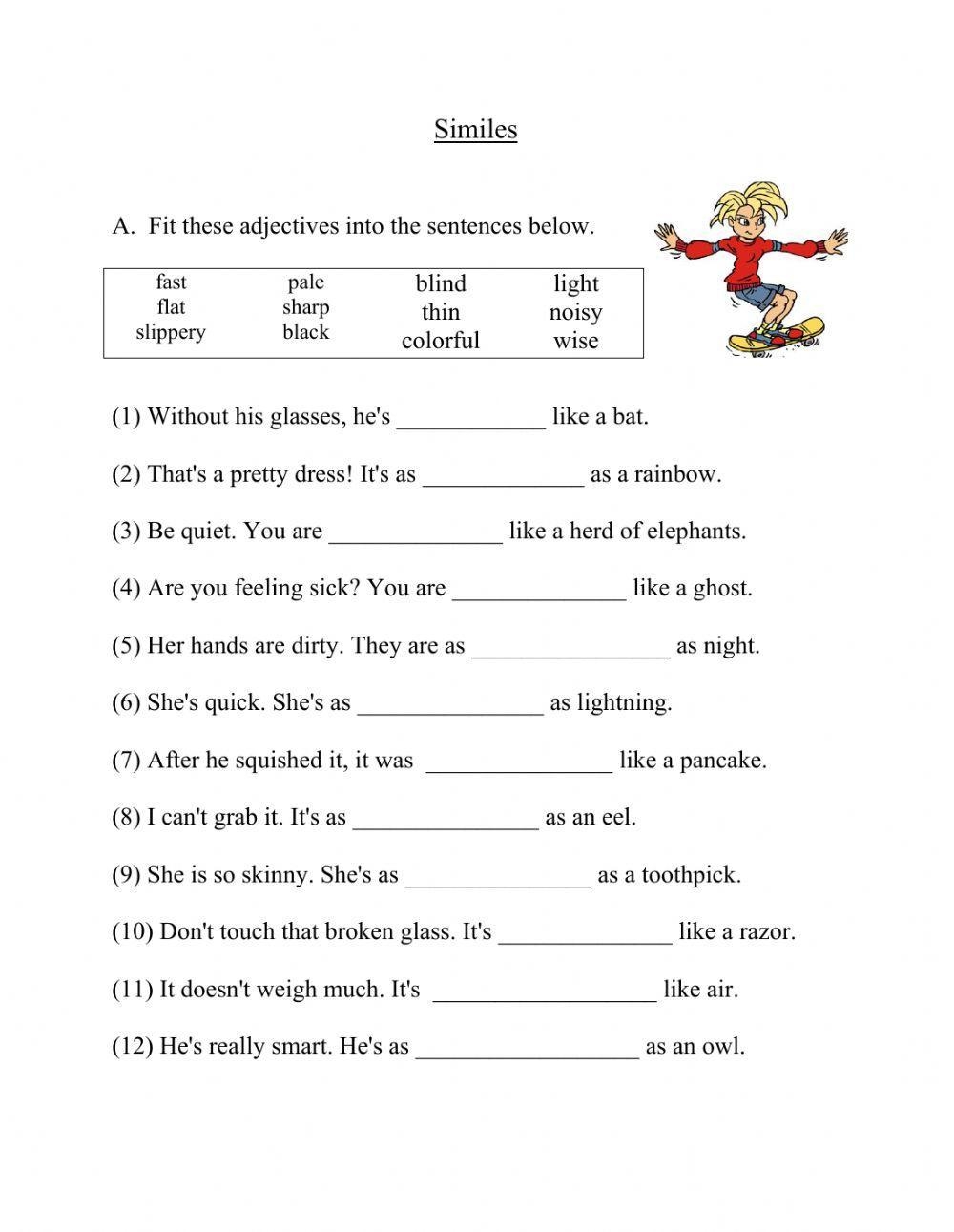 Similes Interactive Worksheet Live Worksheets Worksheets Library