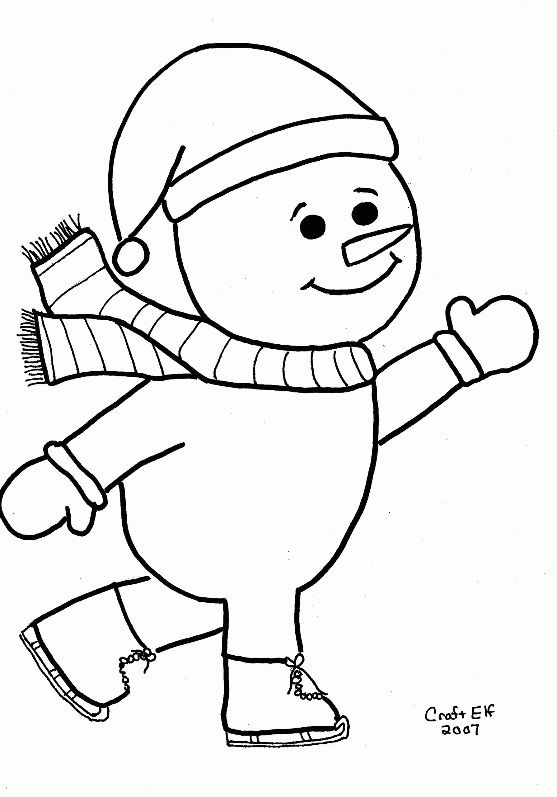 Skating Snowman Coloring Page