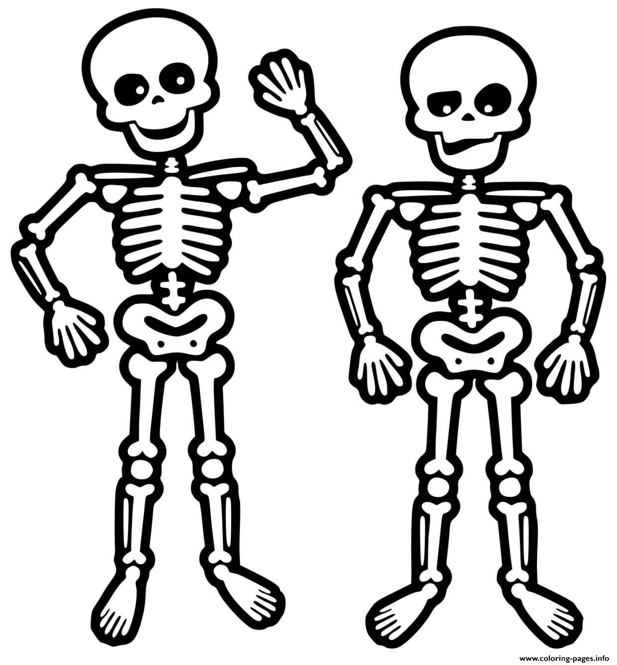 Skeletons And Skulls A4 Coloring Page Printable
