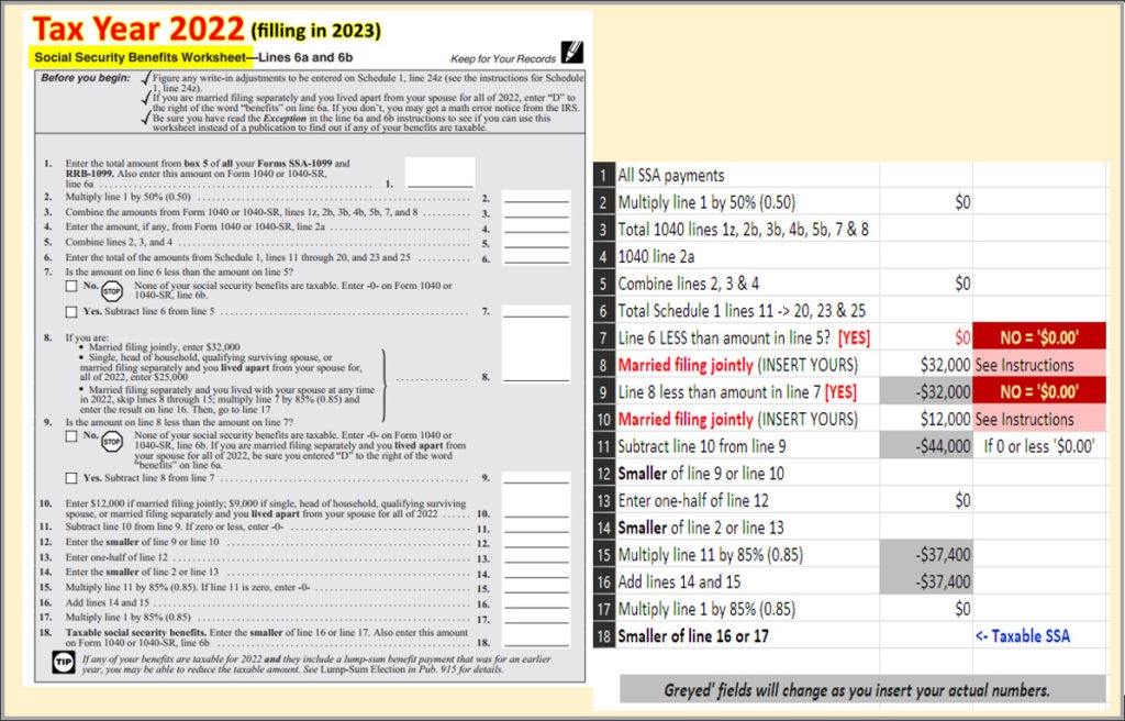 irs social security benefits worksheet