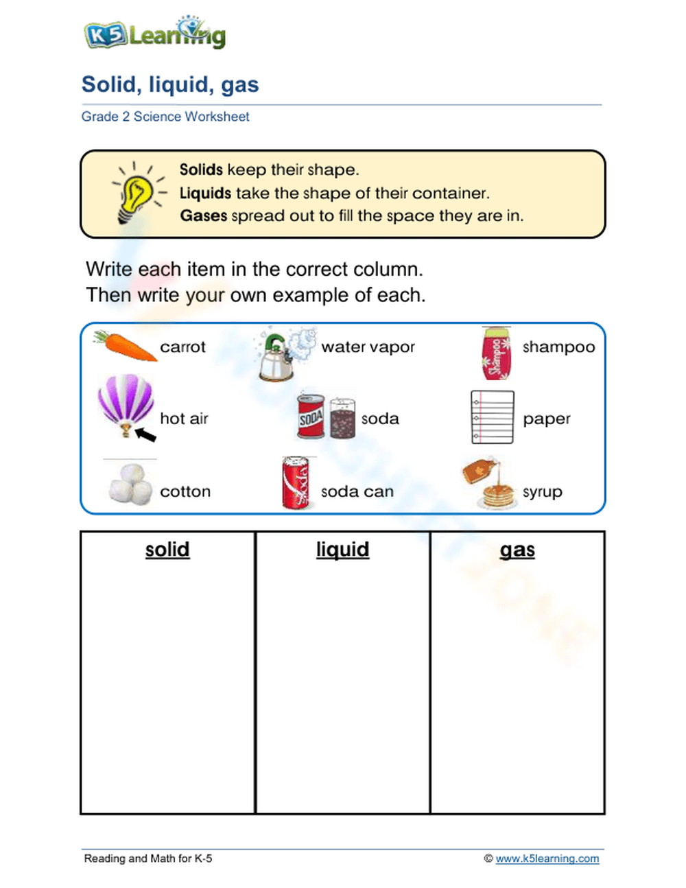 Solid Liquid Gas Worksheet 01 PDF Worksheets Library