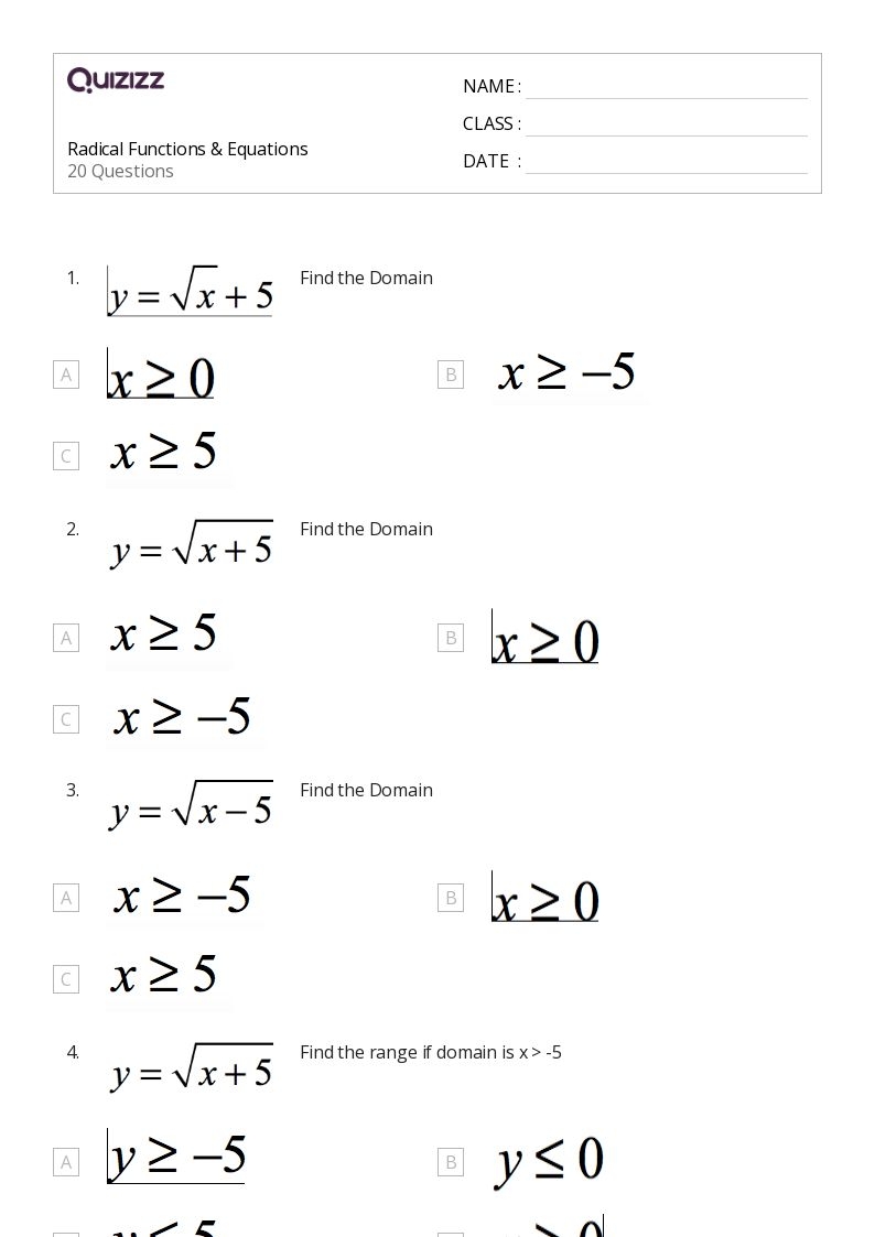 Solving Radical Equations Review 2 PDF Equations Worksheets 