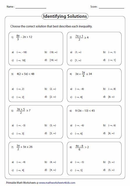 Solving Two Step Inequalities Worksheet Multi Step Equations Worksheets