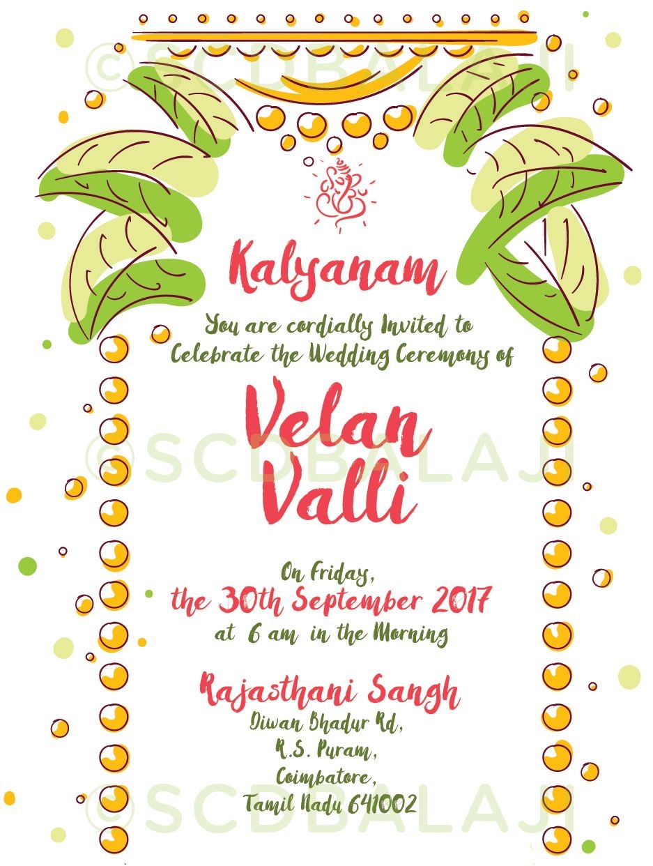 South Indian Tamil Wedding Invitation Design And Illustration By SCD