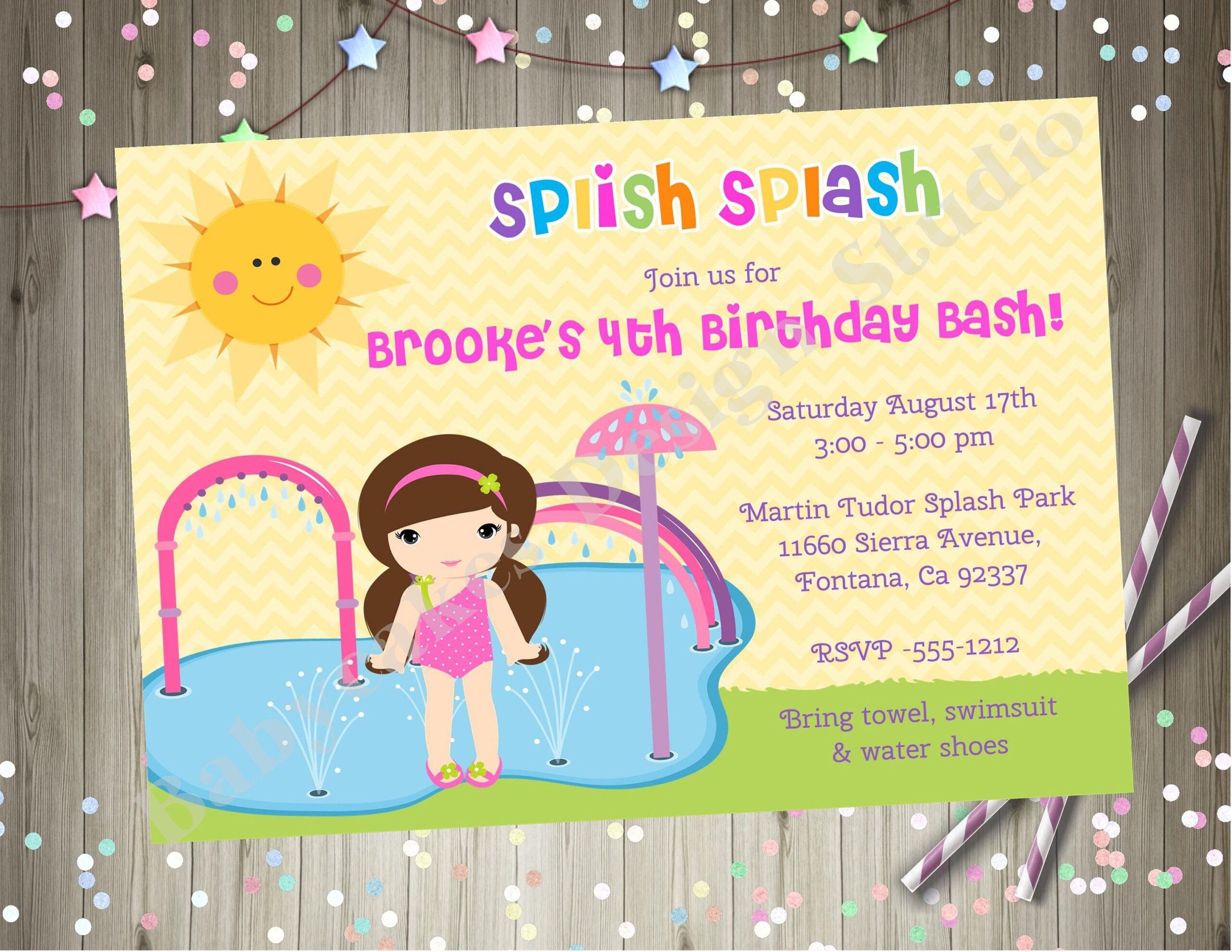 Splash Party Invitation Template Printable Word Searches