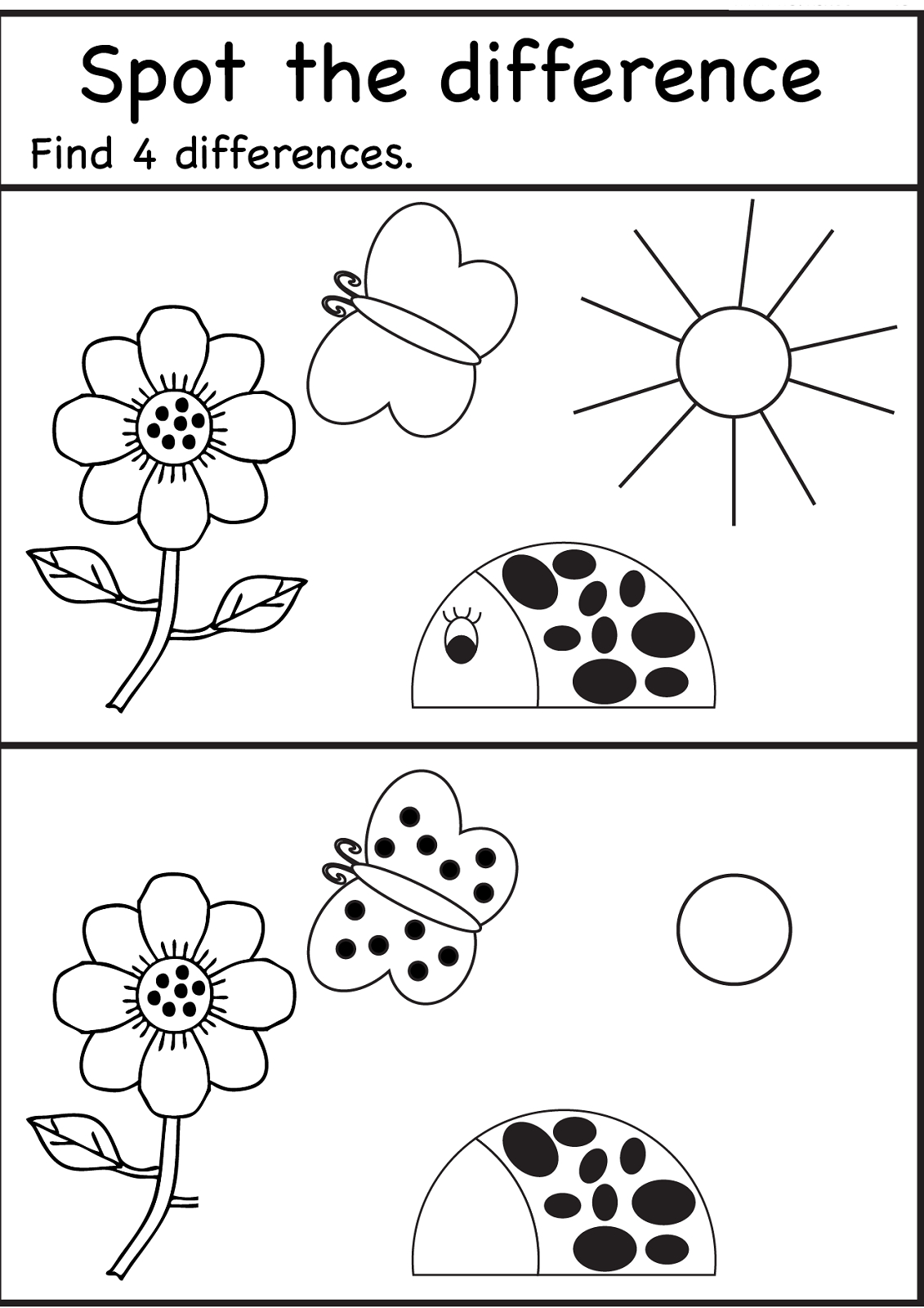 Spot The Differences Pre K Activities Kindergarten Worksheets 