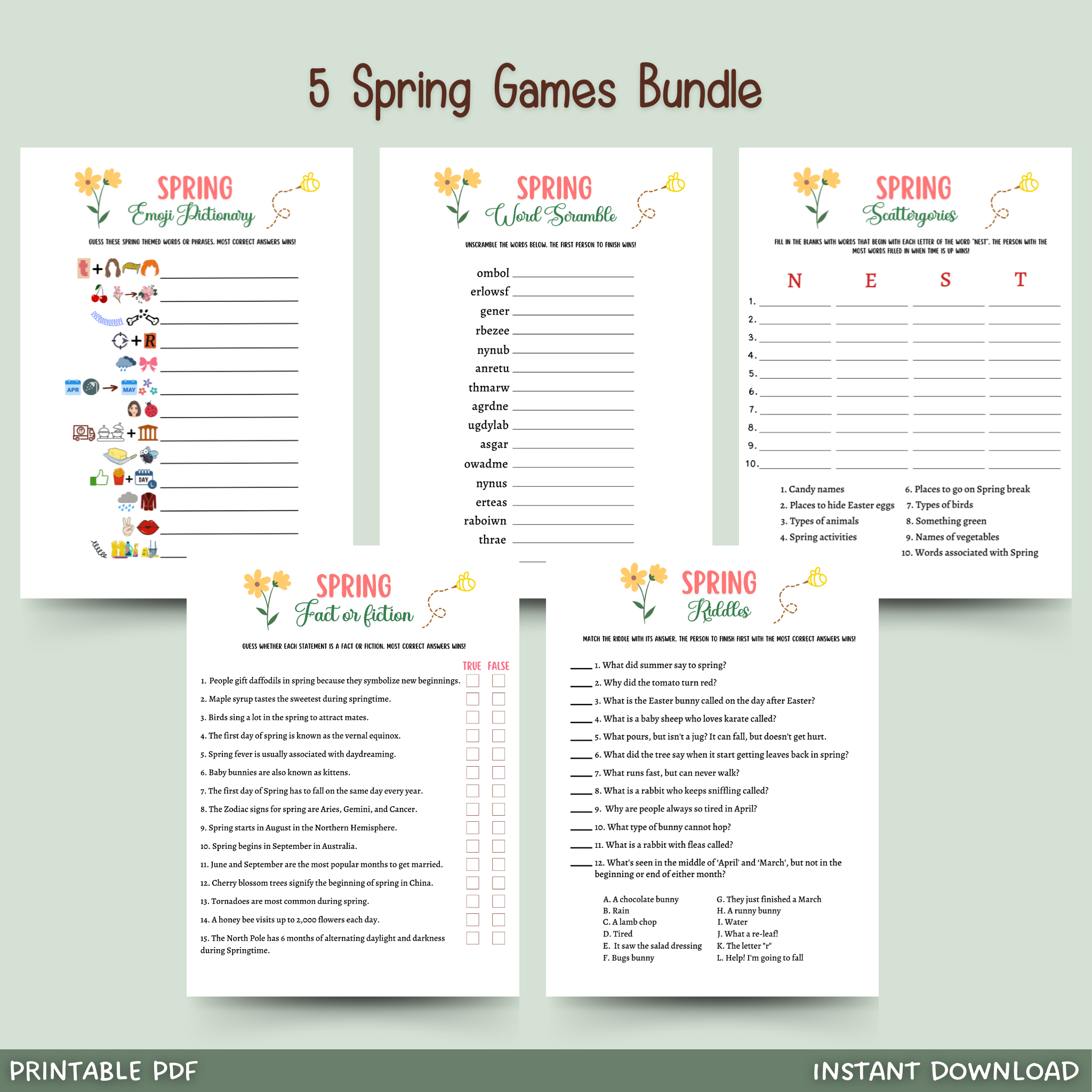Spring Party Games Printable Springtime Activities For Adults 
