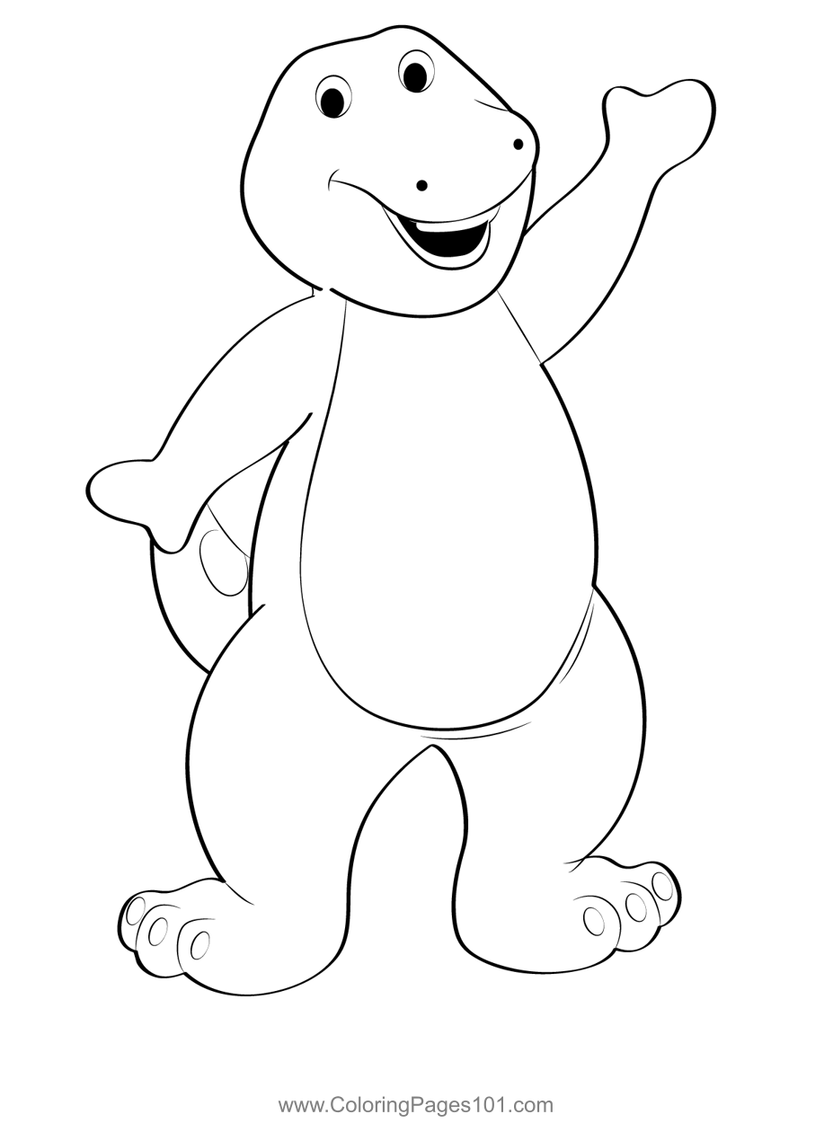 Standing Barney Coloring Page For Kids Free Barney Friends 