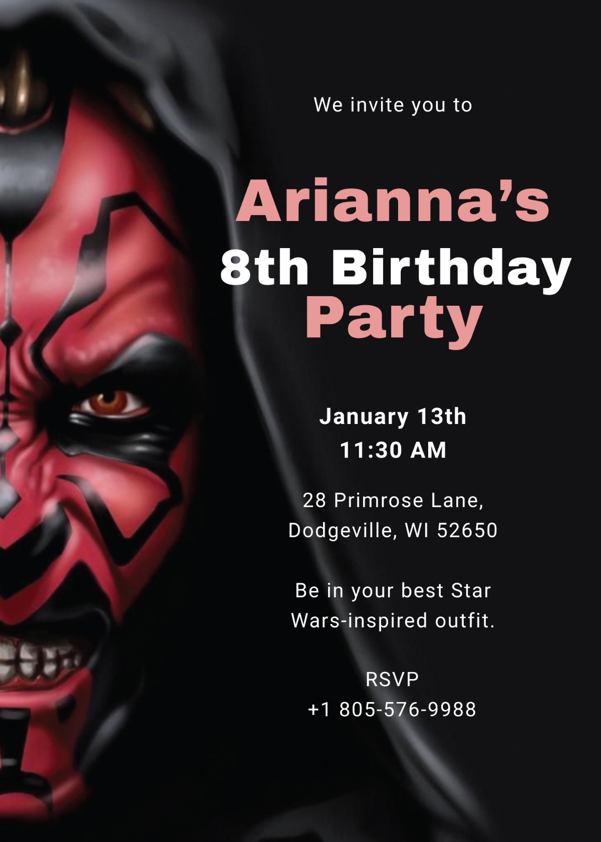 Star Wars Birthday Invitation Template Edit Online Download Example 