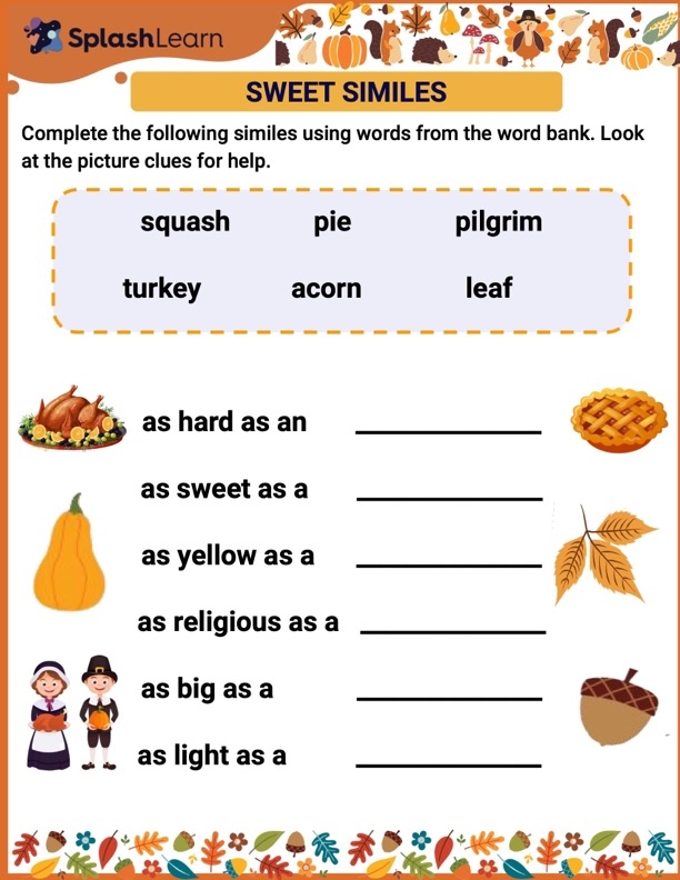 Sweet Similes ELA Worksheets SplashLearn Worksheets Library
