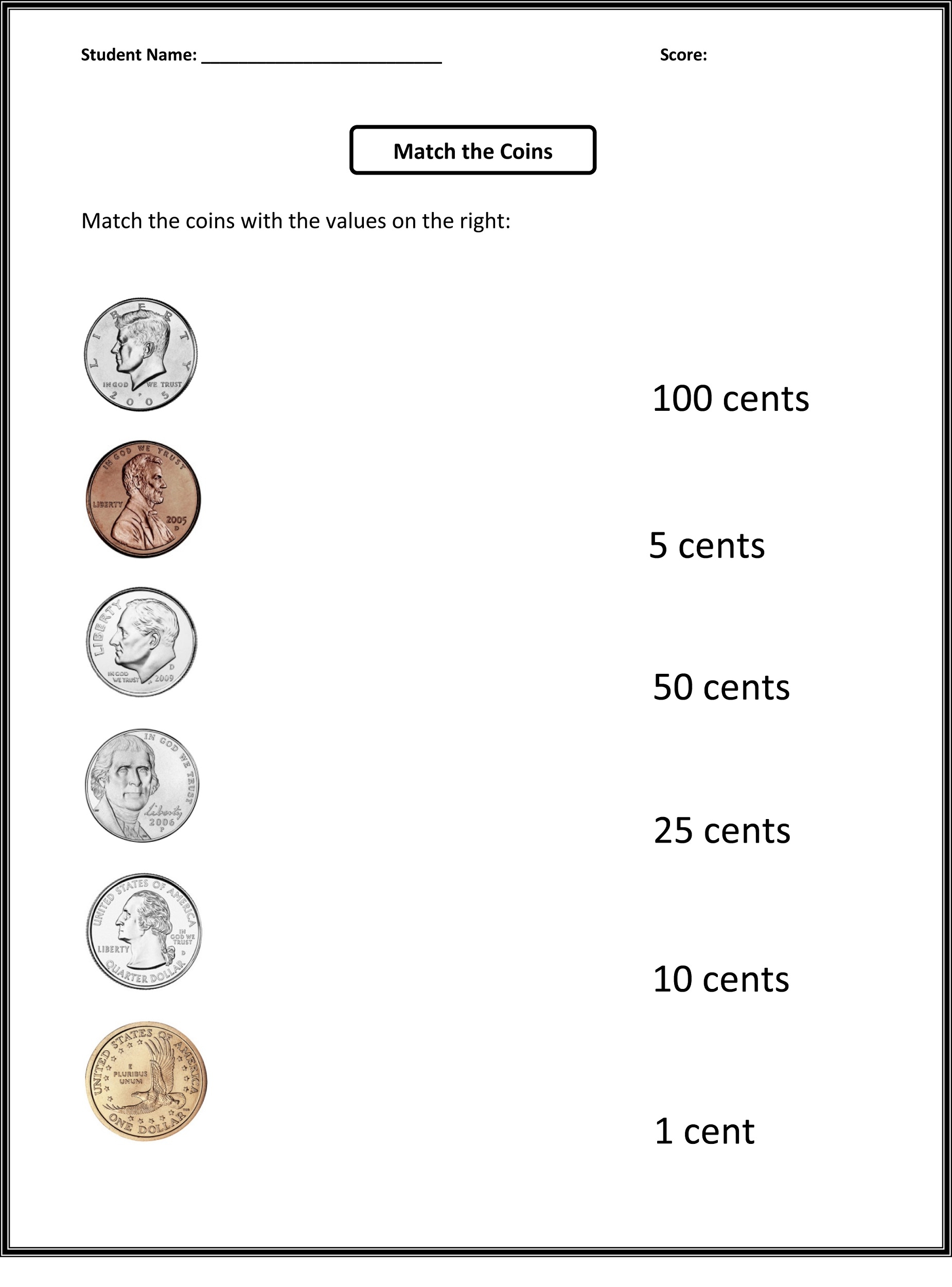 Teaching Money To First Graders Worksheets