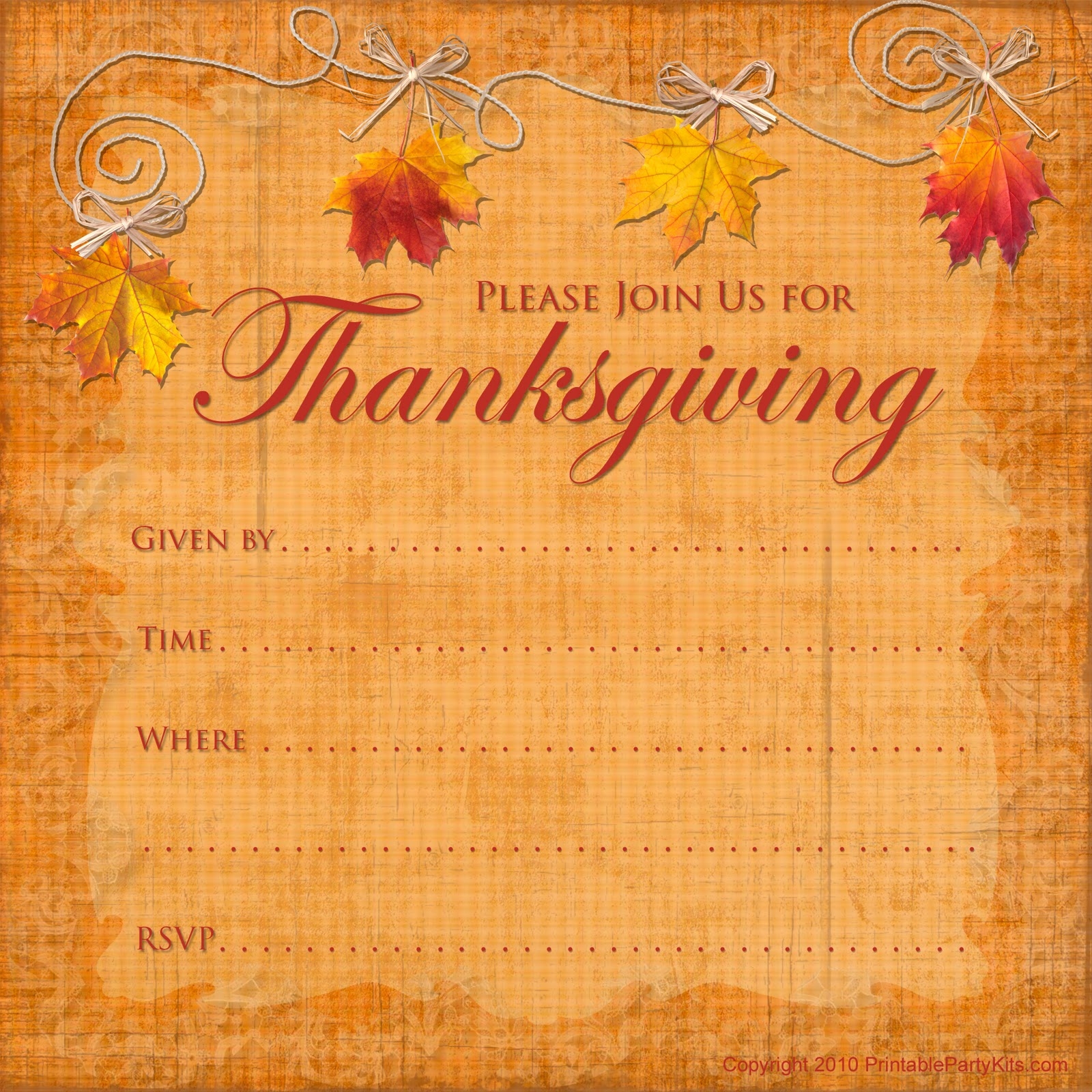thanksgiving invitation cards templates