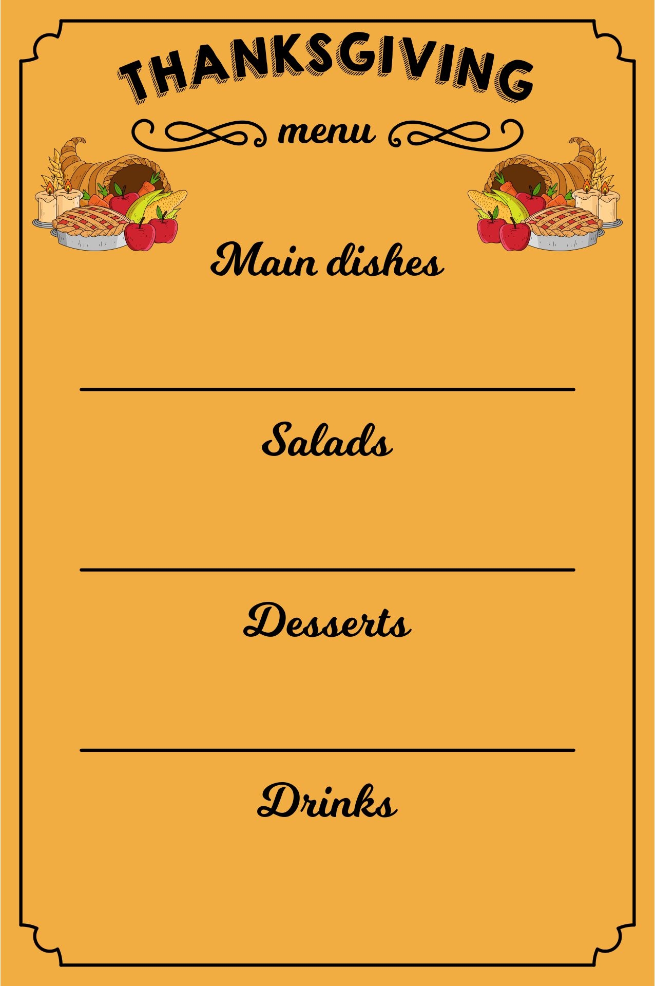 menu templates free printable