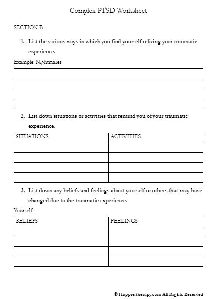 Therapy Blueprint For PTSD Worksheets Library