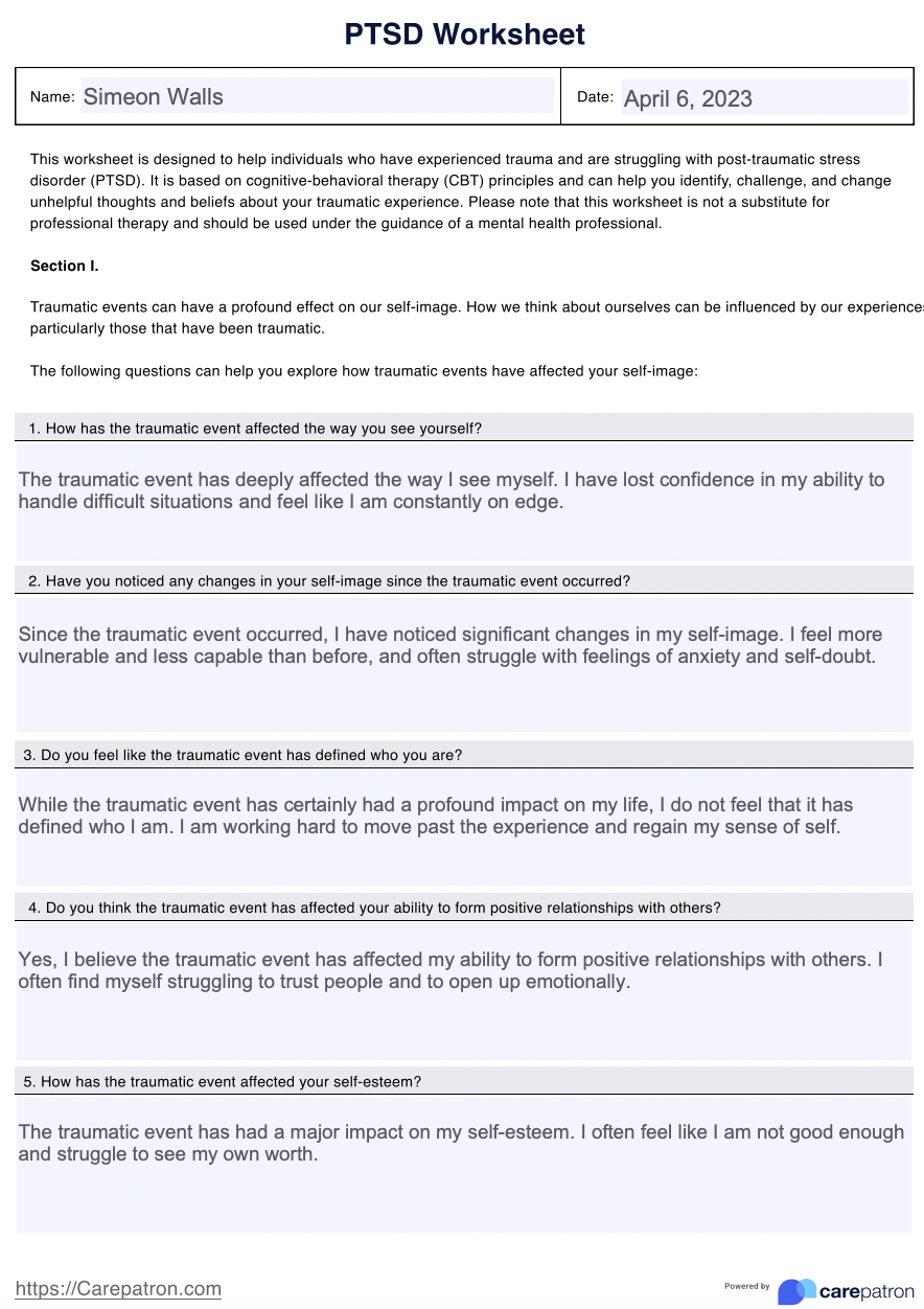 Therapy Blueprint For PTSD Worksheets Library