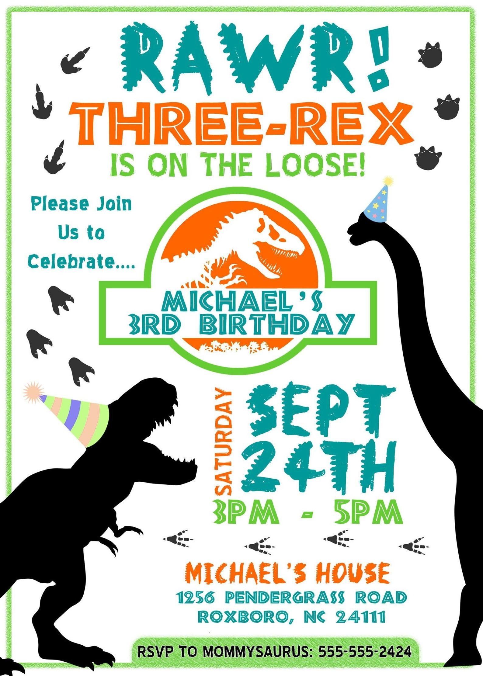 three-rex invitation template free
