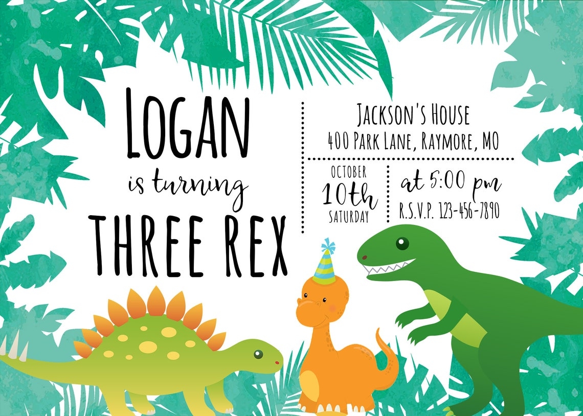 Three Rex Invitation Template Free