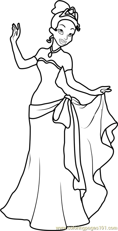 Tiana Coloring Page For Kids Free The Princess And The Frog Printable 