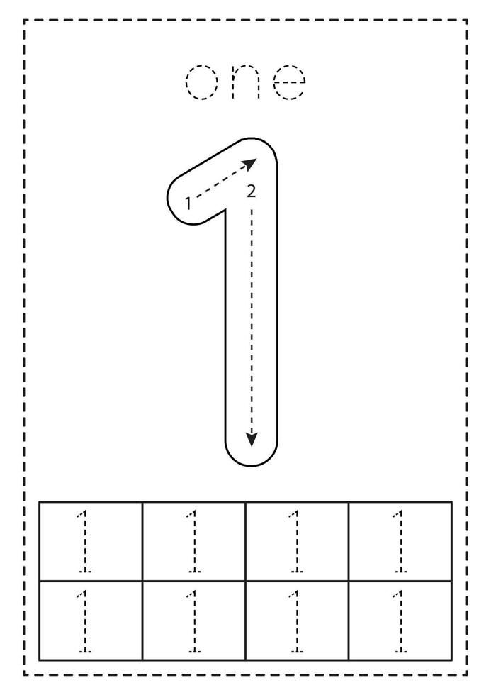 Tracing Number One Preschool Worksheet